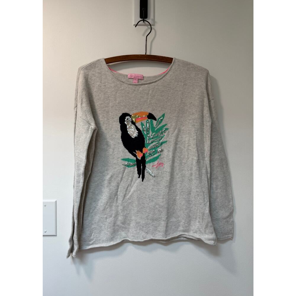 Lilly Pulitzer Roselle Sweater in the Seaside Grey Toucan size XS